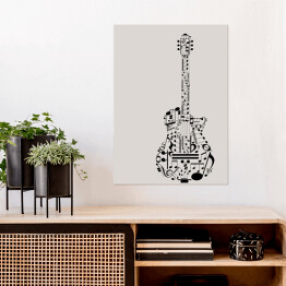 Plakat samoprzylepny Gitara zbudowana z nut