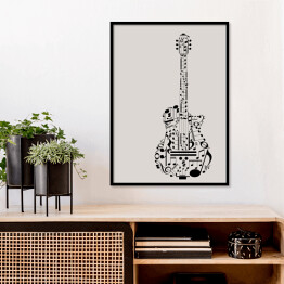 Plakat w ramie Gitara zbudowana z nut