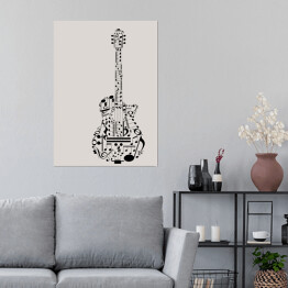 Plakat Gitara zbudowana z nut