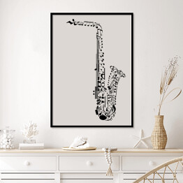 Plakat w ramie Saksofon zbudowany z nut
