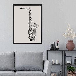 Obraz w ramie Saksofon zbudowany z nut
