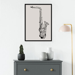 Plakat w ramie Saksofon zbudowany z nut