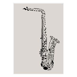 Plakat Saksofon zbudowany z nut
