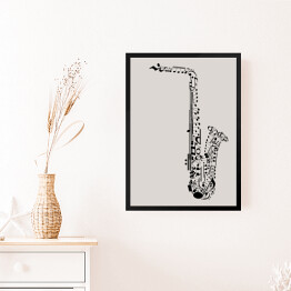 Obraz w ramie Saksofon zbudowany z nut