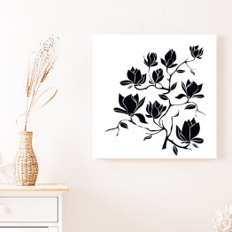 Kwitnąca gałąź magnolii na białym tle - ilustracja