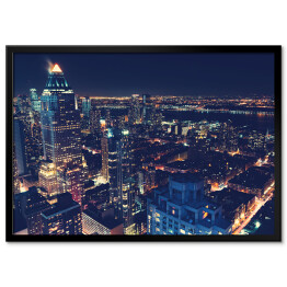 Plakat w ramie Panorama Nowego Jorku w nocy