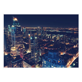 Plakat samoprzylepny Panorama Nowego Jorku w nocy