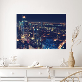 Plakat samoprzylepny Panorama Nowego Jorku w nocy