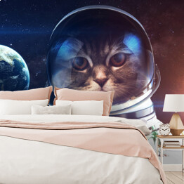Fototapeta winylowa zmywalna Odważny kot astronauta na spacerze kosmicznym