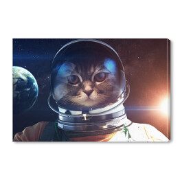 Obraz na płótnie Odważny kot astronauta na spacerze kosmicznym