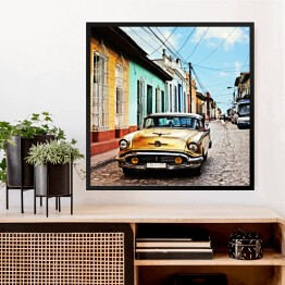 Obraz w ramie Kuba, Trinidad, zabytkowy samochód na ulicy
