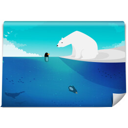 Fototapeta Niedźwiedź polarny kontra pingwiny