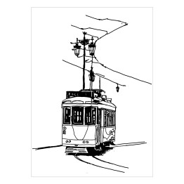 Plakat samoprzylepny Stary tramwaj w Lizbonie