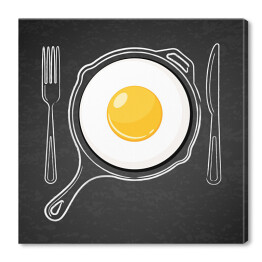 Jajko sadzone z rysowanymi widelcem i nożem