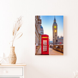 Obraz na płótnie Czerwona budka telefoniczna i Big Ben w Londynie w słoneczny dzień