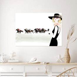 Plakat Kobieta obserwująca wyścigi konne