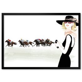 Kobieta obserwująca wyścigi konne