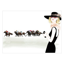 Plakat Kobieta obserwująca wyścigi konne