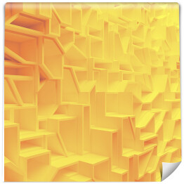 Fototapeta Żółte abstrakcyjne wielokąty - kompozycja 3D