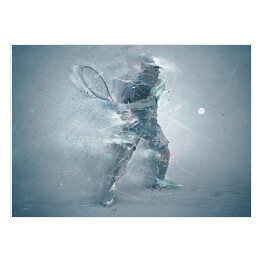 Plakat samoprzylepny Abstrakcja - tenisista w odcieniach szarości