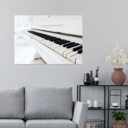 Plakat samoprzylepny Białe pianino w białym pokoju