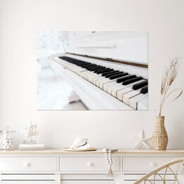 Plakat Białe pianino w białym pokoju