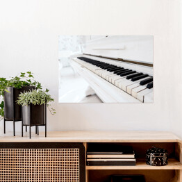 Plakat Białe pianino w białym pokoju