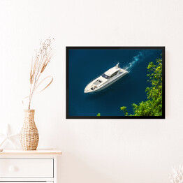Obraz w ramie Luksusowy jacht żaglowy na Morzu Śródziemnym w pobliżu Lazurowego Wybrzeża, Monako