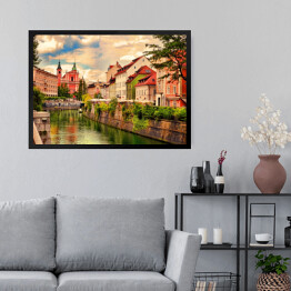 Obraz w ramie Piękny widok na nasyp w Lublanie, Słowenia