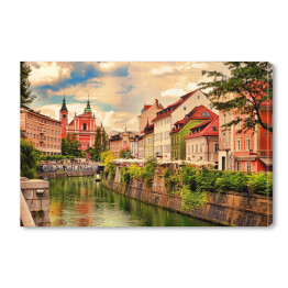 Obraz na płótnie Piękny widok na nasyp w Lublanie, Słowenia