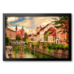 Obraz w ramie Piękny widok na nasyp w Lublanie, Słowenia