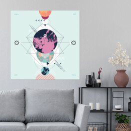 Plakat samoprzylepny Nowoczesne geometryczne planety