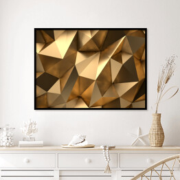 Plakat w ramie Złote geometryczne wzory 3D