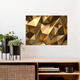 Plakat Złote geometryczne wzory 3D