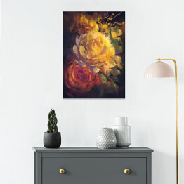Plakat samoprzylepny Rozmyty obraz kolorowych pięknych róż