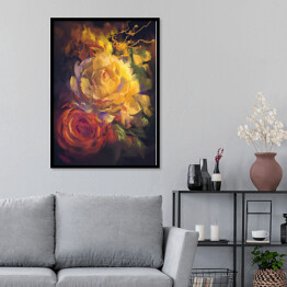 Plakat w ramie Rozmyty obraz kolorowych pięknych róż