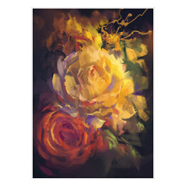 Plakat Rozmyty obraz kolorowych pięknych róż