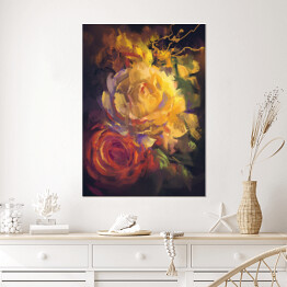 Plakat samoprzylepny Rozmyty obraz kolorowych pięknych róż