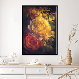 Plakat w ramie Rozmyty obraz kolorowych pięknych róż