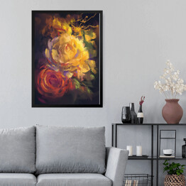 Obraz w ramie Rozmyty obraz kolorowych pięknych róż