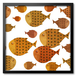 Obraz w ramie Złote ryby z czarnymi łuskami