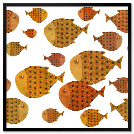 Plakat w ramie Złote ryby z czarnymi łuskami