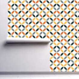 Tapeta winylowa zmywalna w rolce Pomarańczowy geometryczny wzór w stylu retro