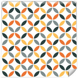 Tapeta winylowa zmywalna w rolce Pomarańczowy geometryczny wzór w stylu retro