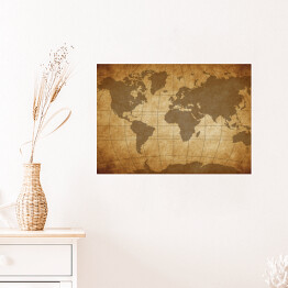 Plakat samoprzylepny Brązowo beżowa mapa świata