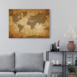 Obraz na płótnie Brązowo beżowa mapa świata