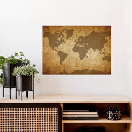 Plakat samoprzylepny Brązowo beżowa mapa świata