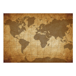 Plakat Brązowo beżowa mapa świata