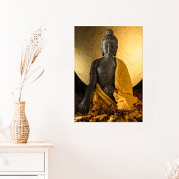 Plakat Posąg Buddy w złotych szatach