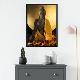 Obraz w ramie Posąg Buddy w złotych szatach